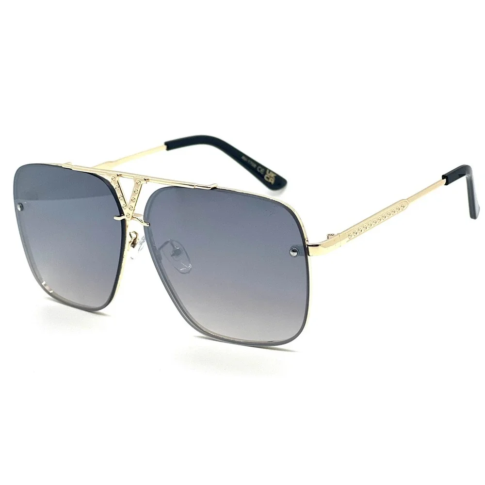Sunglasses Gold Frame Gray Mirror Lens Fashion Designer Style Luxury Beach Style
